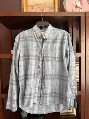 Billy Reid Blue Plaid Button-Down Shirt
